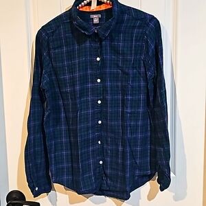 Aerie Flannel, Size XS, Plaid Blue & Green Shirt